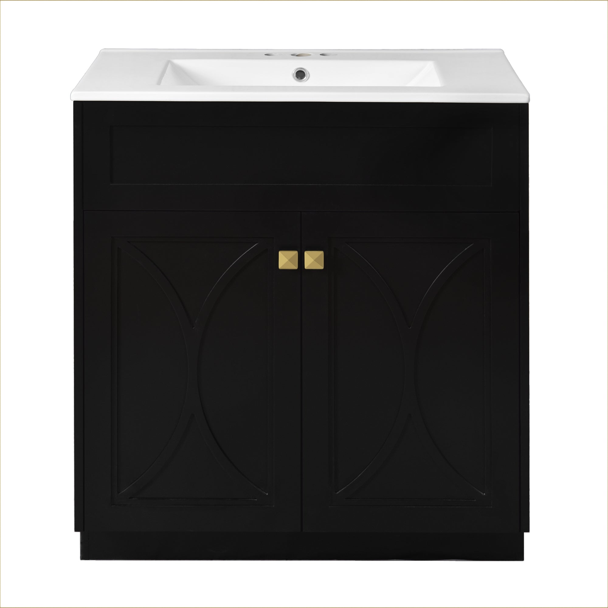 VanityFus 30-in Black Bathroom Vanity Single Sink Combo with Ceramic Top Undermount 2 Soft Close Doors